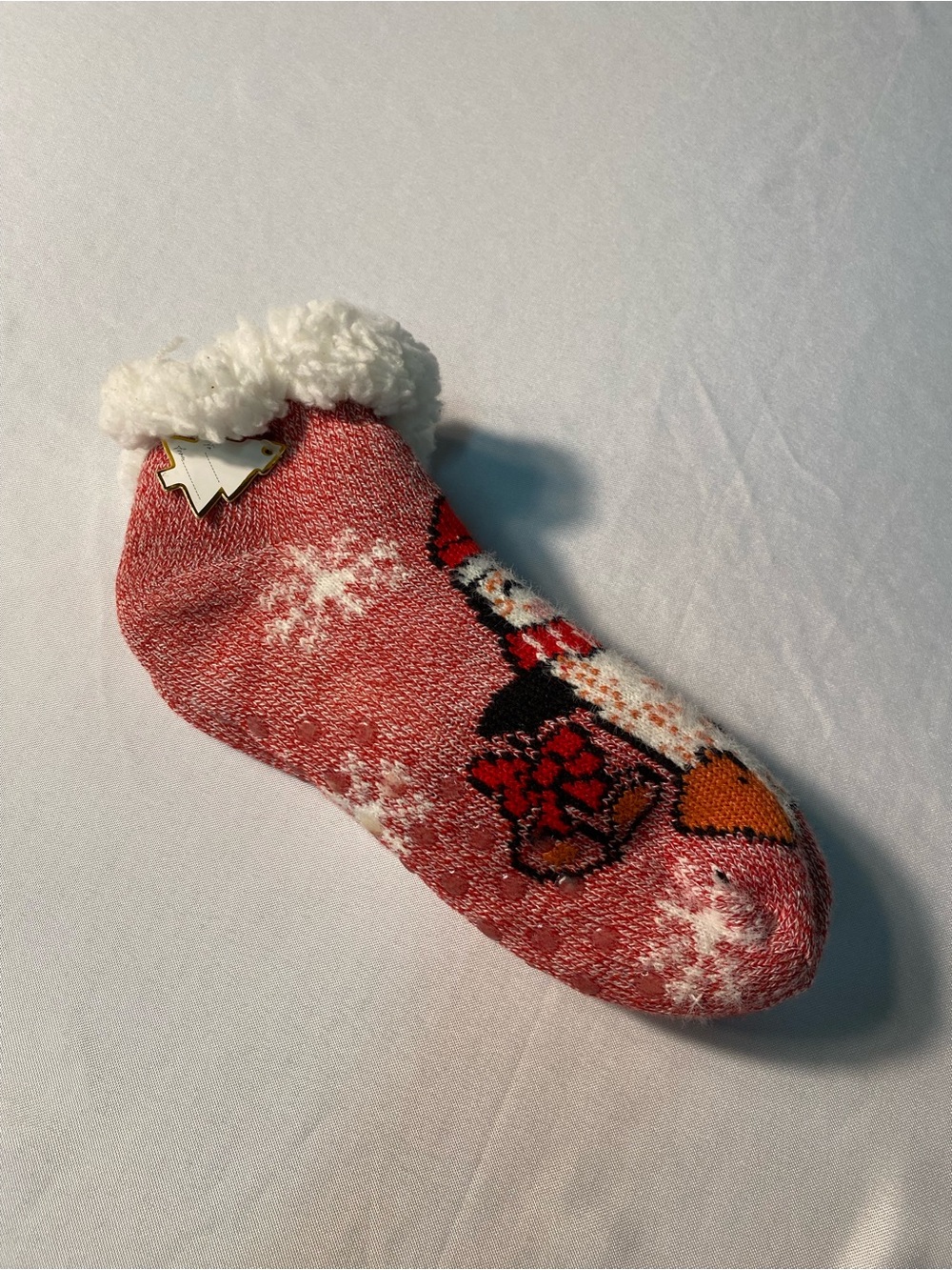Cozy Red Holiday Slipper Socks with Sherpa Cuff NWT